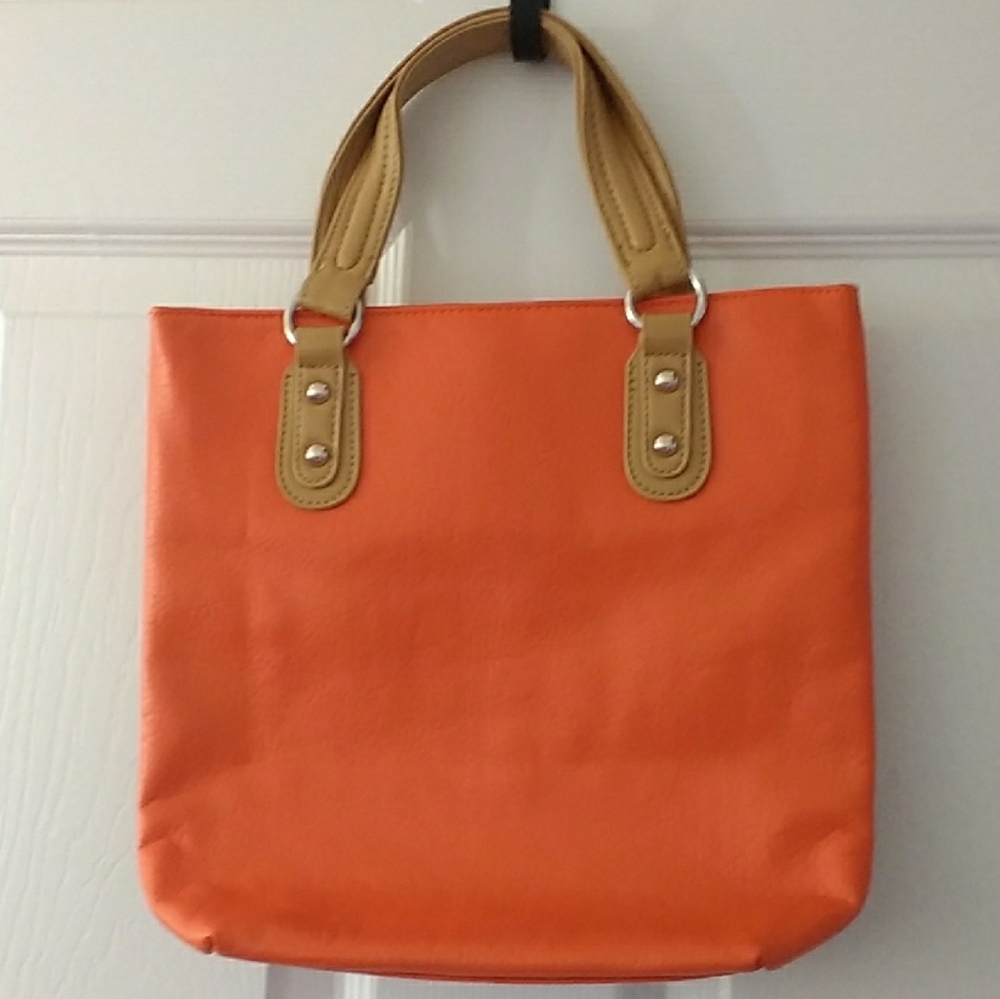 Stylish Orange and Tan Marvelous Mini Tote Bag - New